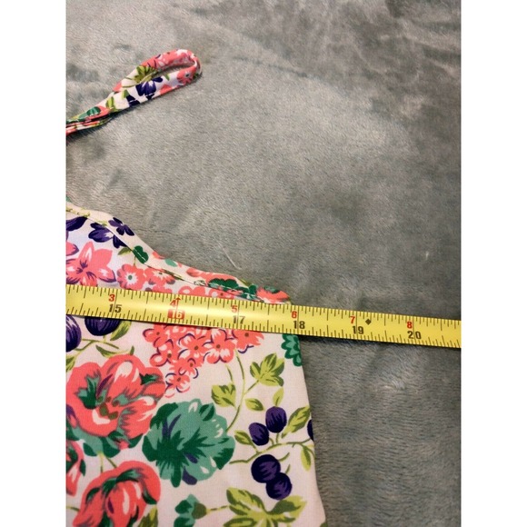 LIMONATA Juniors Neon Floral Crop Top Sz M Spaghetti Strap Bright Beachy - Picture 6 of 7